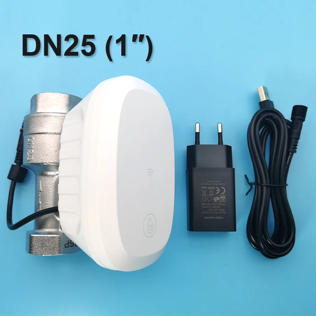 Tuya Smart WiFi Water Valve Water Flow Rate Water Meter Support Hot Water Timer Automatic Shut On/Off DN25 1” APP Controller