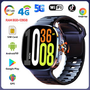 8GB+128GB RAM 5G/4G Android 9.0 Smart Watch 2.4 inch AMOLED 2100mah Battery 1000W Camera GPS WIFI Google APP Download Smartwatch