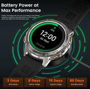 2024 KOSPET TANK T3 Smart Watch For Men 500mAh 60Days Battery IP69K 5ATM Waterproof AMOLED Bluetooth Call Military Men's Watches