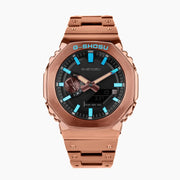 Digital Sports Electronic Unisex Watch Full Function LED Alloy Large Dial World Time Steel Strap GMB Oak Series
