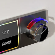 Luxury gun gray brass shower system intelligent LED digital display design, wall mounted dual control cold & hot 4-function Tap