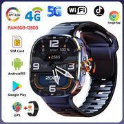 8GB+128GB RAM 5G/4G Android 9.0 Smart Watch 2.4 inch AMOLED 2100mah Battery 1000W Camera GPS WIFI Google APP Download Smartwatch