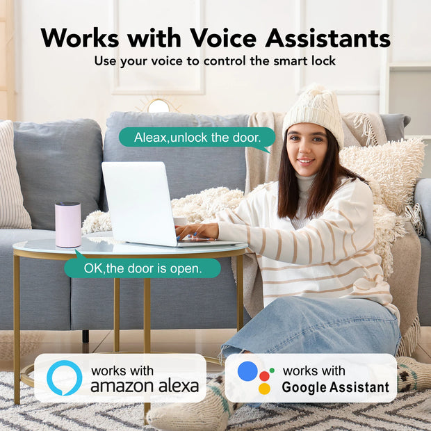 Smart Lock, Fingerprint Keyless Entry Door Lock with Doorbell, Electronic Deadbolt with App Control, Waterproof, with Bluetooth