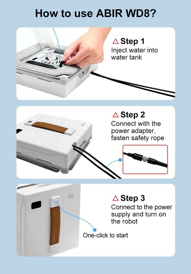 Window Vacuum Robot Cleaner ABIR WD8, Dual Ultrasonic Spray, AI intelligent Wipping, Updated Laser,Smart Home Glass Wall Washing