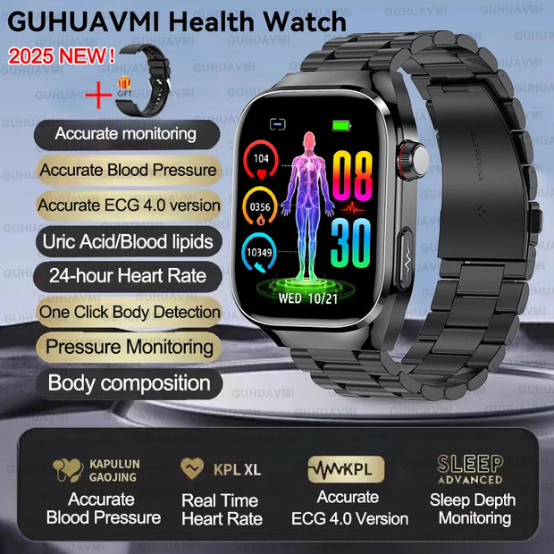 2025 New For Xiaomi Five organ examination Smart Watch Men ECG+PPG Uric Acid Blood Fat Bluetooth Call Sports Health Smartwatches
