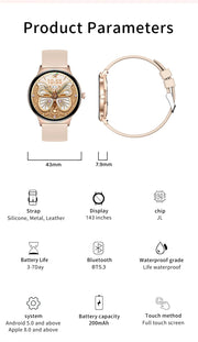 For Huawei New Ultra Slim AMOLED Smart Watch Women Screen Always Display Time Heart Rate BT Calling High-end Fashion Smartwatch