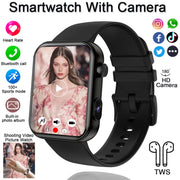 New Smart Watch Women Men Camera Take Photo Record Video Heart rate Sports Fitness Waterproof Bluetooth Call For Android iOS