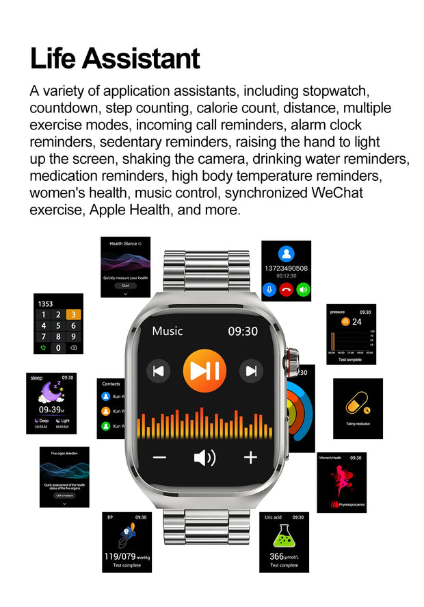 2025 New For Xiaomi Five organ examination Smart Watch Men ECG+PPG Uric Acid Blood Fat Bluetooth Call Sports Health Smartwatches