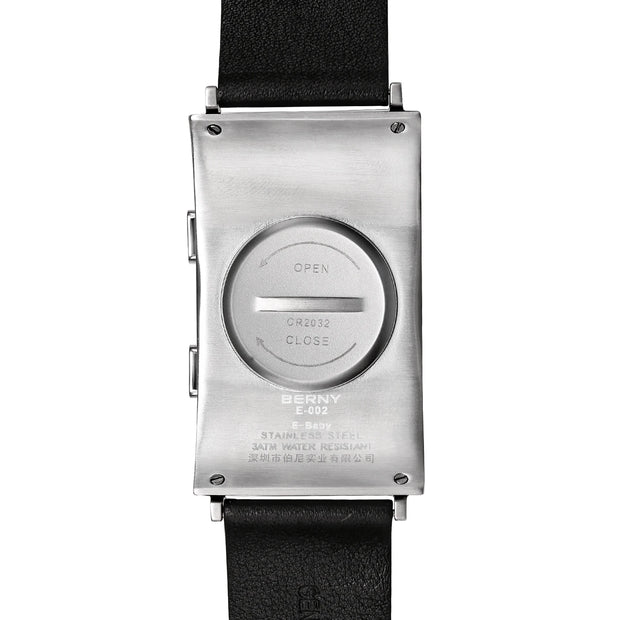 Electronic Digital Watch for Men Fitness Ink Wristwatch Stainless Steel Case Leather Strap 3ATM Waterproof Men Sport Watch Ink