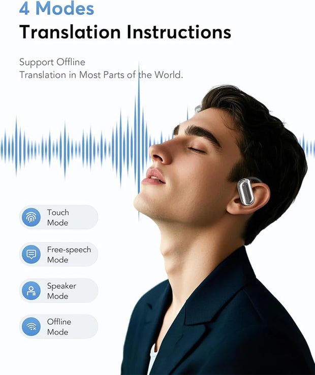 UYUXIO Real Time Translator Headphones AI Language Translation Earbuds 144 Languages & Accents 3 in 1 OWS Ear Buds for Business