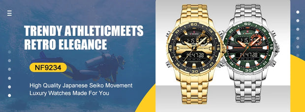 New NAVIFORCE Multi Functional Men's Watches Gas phase Digital Display Screen Silicone Strap Boy's Electronic Sports Male Clocks