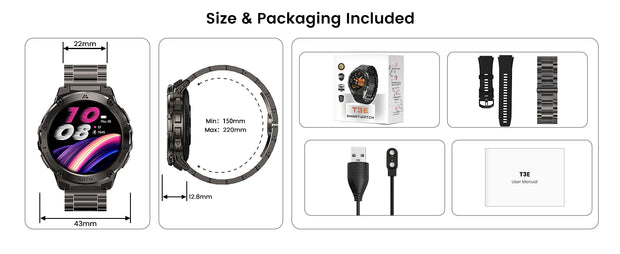 HIDAMEL T3E GPS Smart Watch For Men Compass Altimeter Altitude Stainless Steel Shell 5ATM IP69K Waterproof 470mAh AMOLED Watches