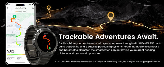 HIDAMEL T3E GPS Smart Watch For Men Compass Altimeter Altitude Stainless Steel Shell 5ATM IP69K Waterproof 470mAh AMOLED Watches