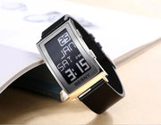 Electronic Digital Watch for Men Fitness Ink Wristwatch Stainless Steel Case Leather Strap 3ATM Waterproof Men Sport Watch Ink