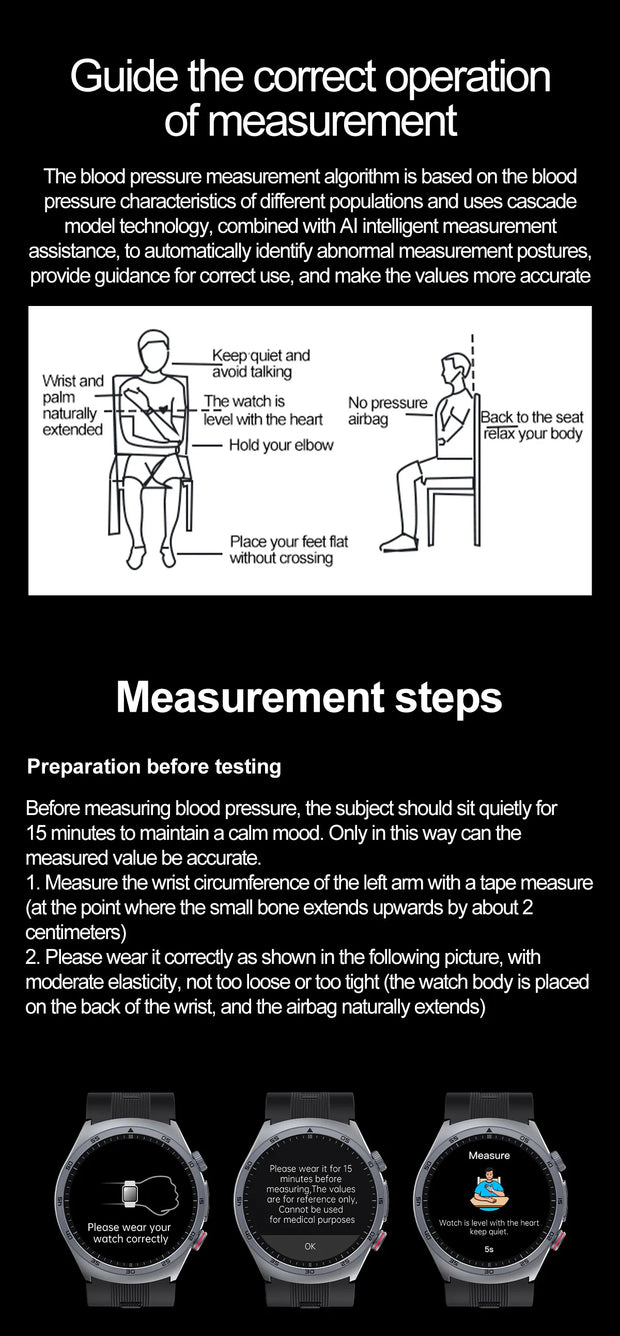 Airbag Smart Watch For huawei 2025 New health watch mens air Pump True Accurately Blood Pressure watches Uric Acid Blood Lipids