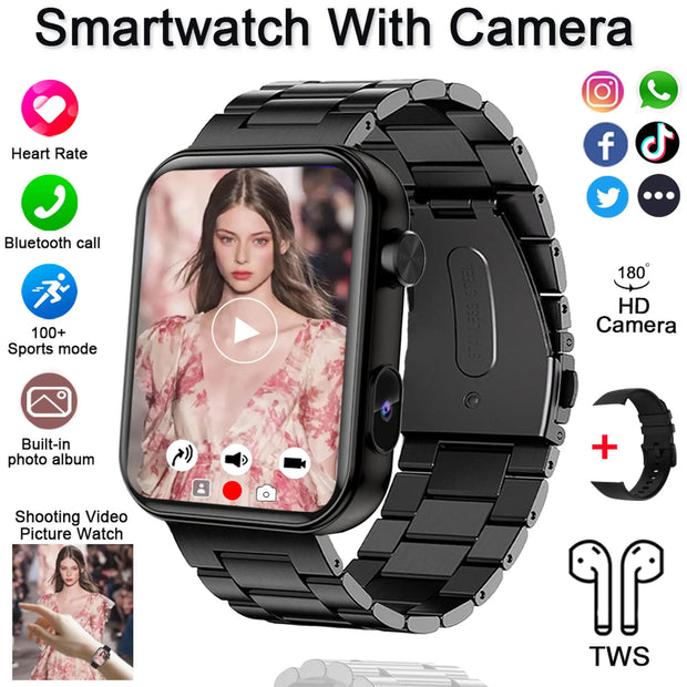 New Smart Watch Women Men Camera Take Photo Record Video Heart rate Sports Fitness Waterproof Bluetooth Call For Android iOS