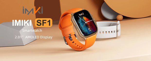 IMIKI SF1 Smart Watch 2.01" AMOLED Display 1000nits BT Calling 100+ Sports Modes IP68 Business Fashion Modeling Metal Case