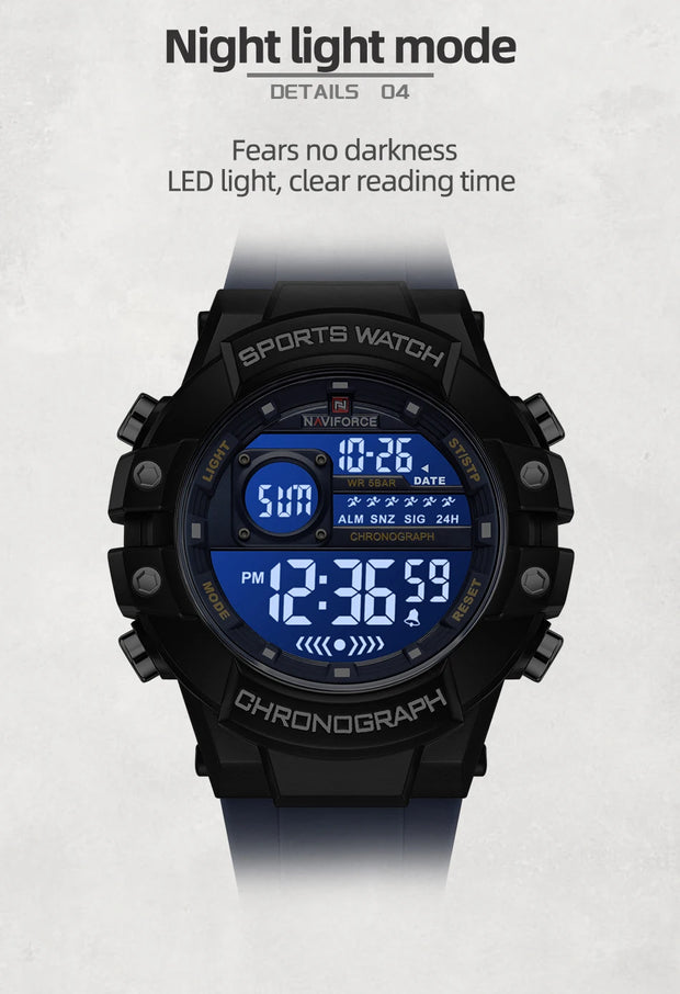 New NAVIFORCE Multi Functional Men's Watches Gas phase Digital Display Screen Silicone Strap Boy's Electronic Sports Male Clocks