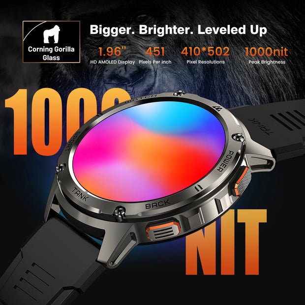 2024 KOSPET TANK T3 Smart Watch For Men 500mAh 60Days Battery IP69K 5ATM Waterproof AMOLED Bluetooth Call Military Men's Watches